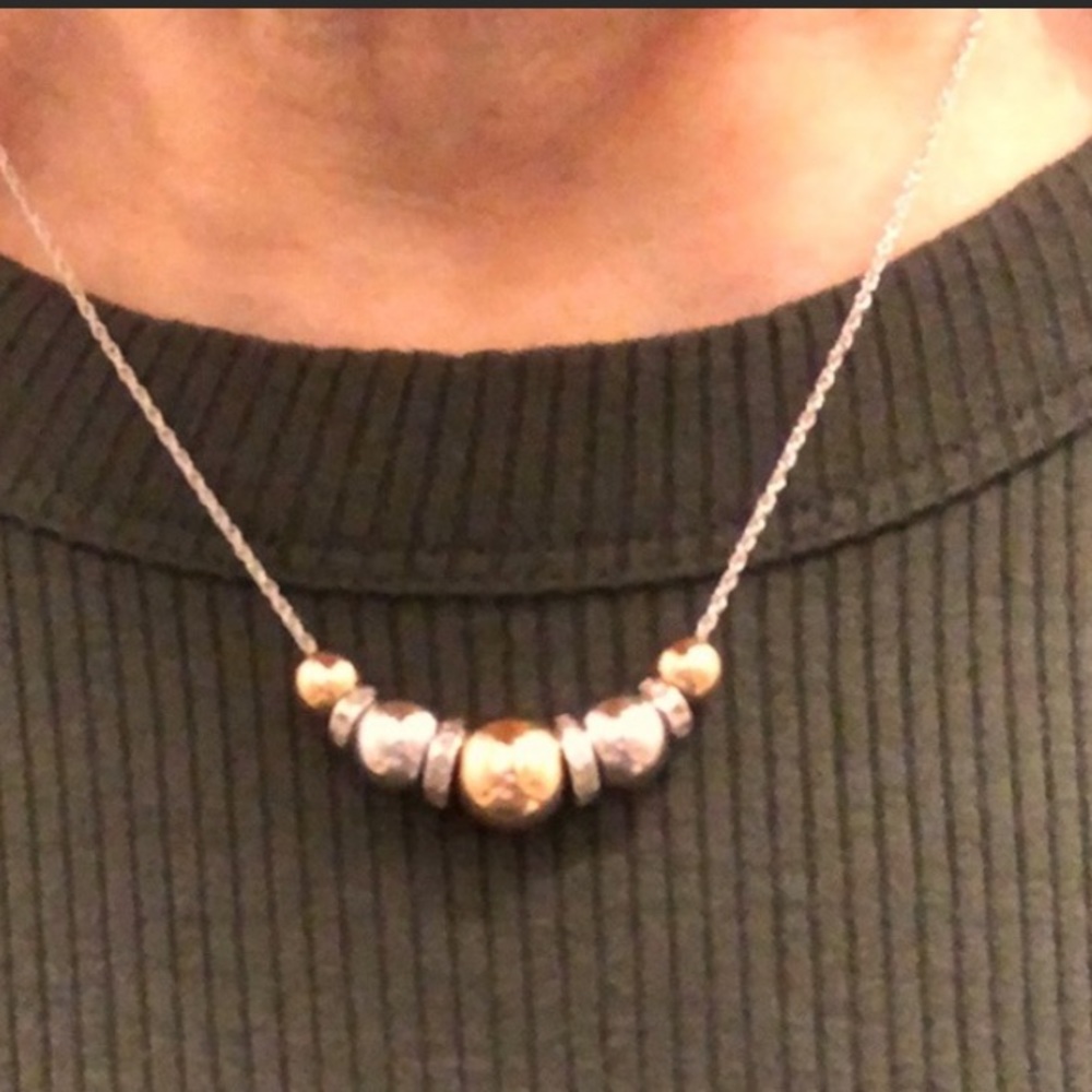 14K Gold & Silver w/.35 Diamonds necklace